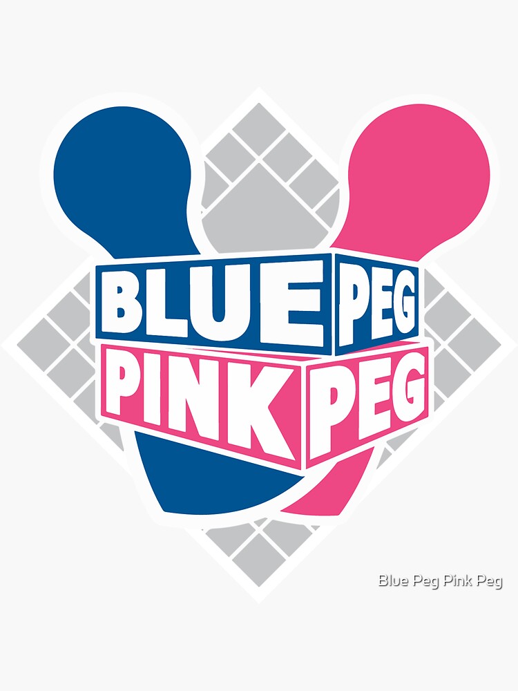"Blue Peg Pink Peg Logo" Sticker for Sale by RobbR Redbubble