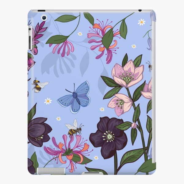 Hellebores and Foxgloves on blue iPad Snap Case