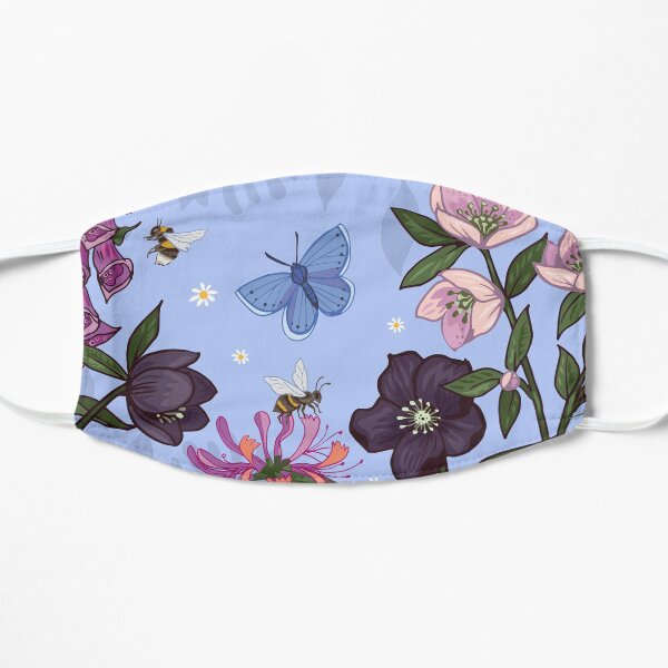 Hellebores and Foxgloves on blue Mask