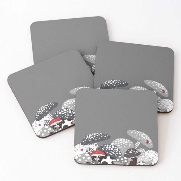Item preview, Ladybird and Mushroom mix (Grey) designed and sold by LoveBirdGallery.