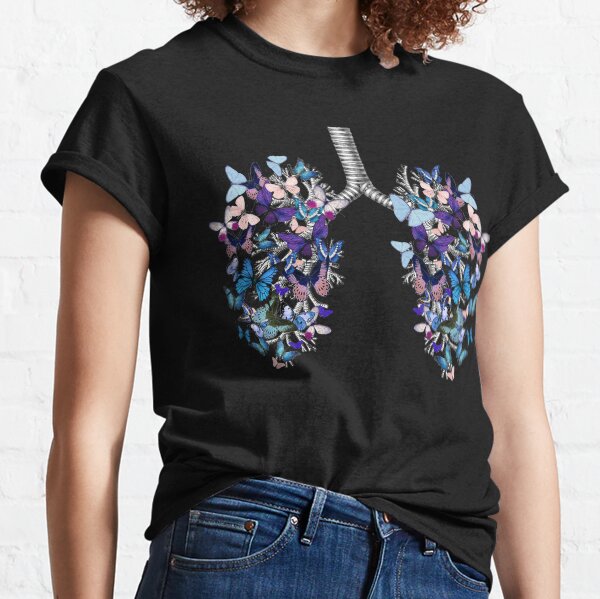 lungs blue butterflies, anatomy, watercolor Classic T-Shirt