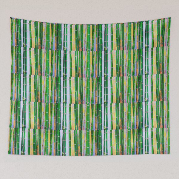 Item preview, Green Bamboo on a Blue Background  designed and sold by MUZA9.