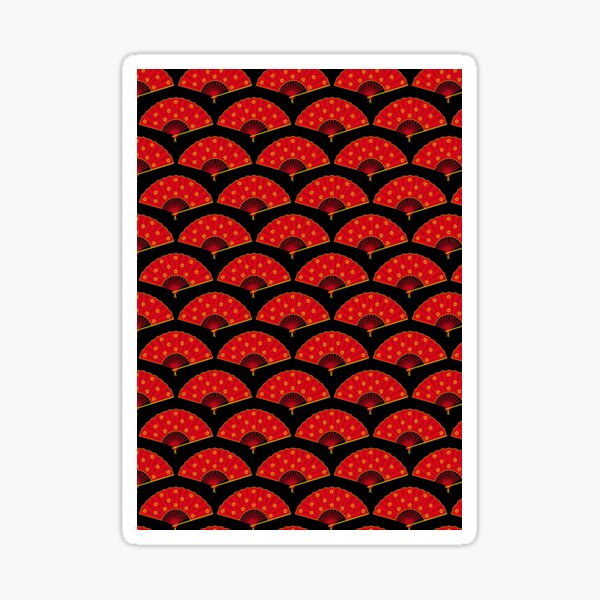 Chinese Asian Red Paper Fans On Black Sticker For Sale By Hothibiscus Redbubble 3121