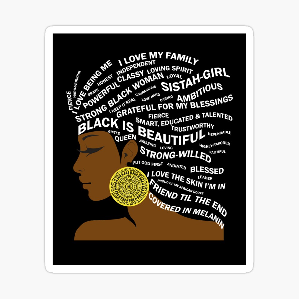 Black is Beautiful Typography Hair Art for Black Women