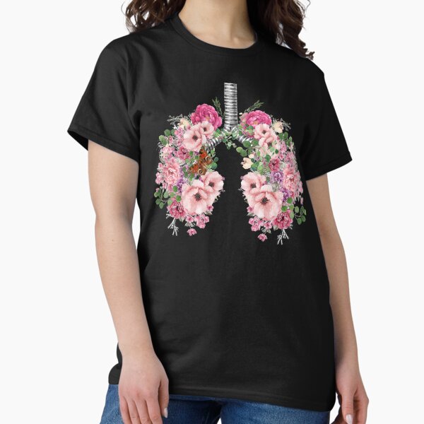 Item preview, lungs,bloom pink roses, anatomy, watercolor designed and sold by Collagedream.