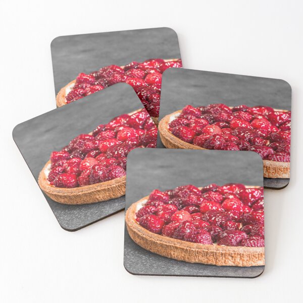 Item preview, Homemade raspberries pie tart baked shot on grey abstract background designed and sold by Grégory DUBUS.