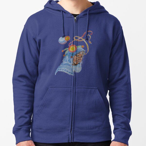 Curious girl in blues Zipped Hoodie