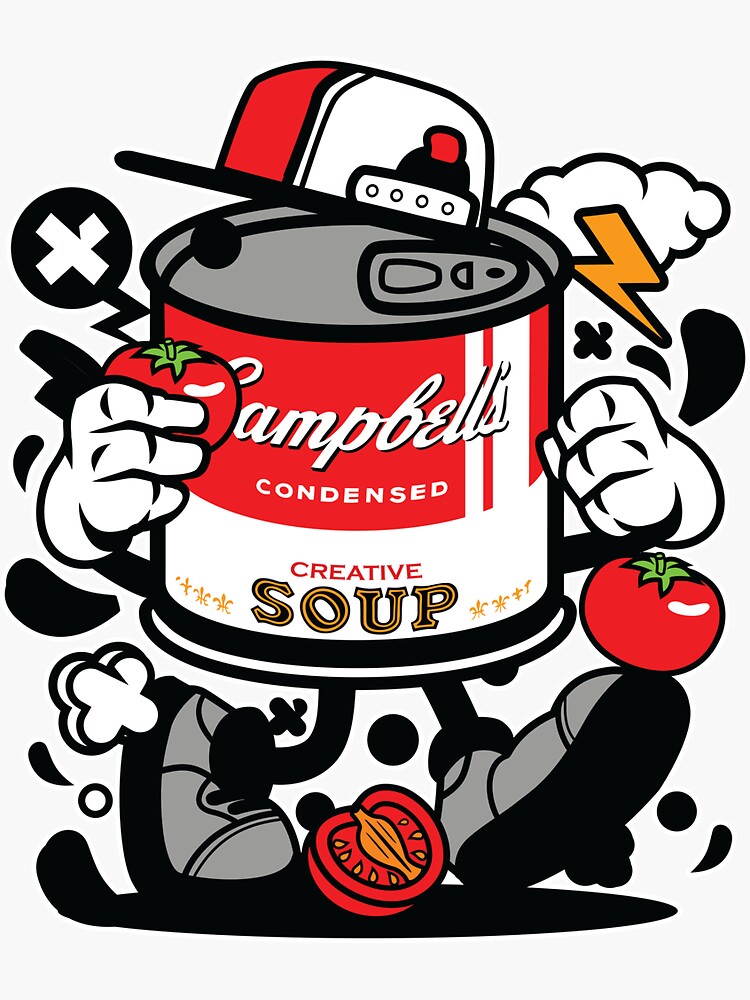 "Campbells Tomato Soup Character" Sticker by Nickelparis | Redbubble