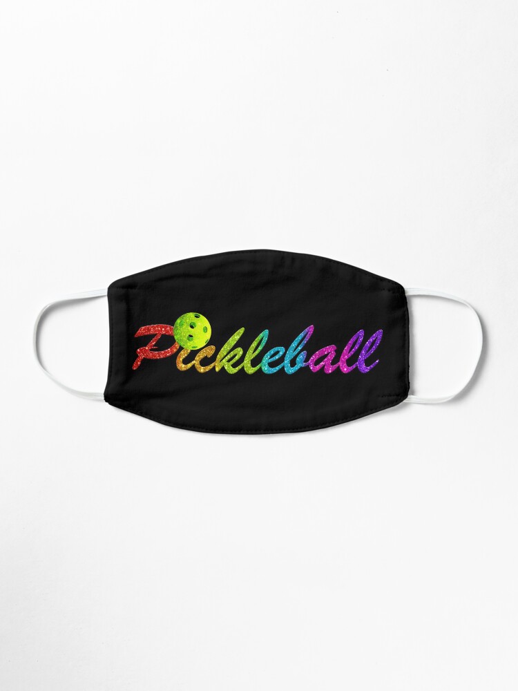 Alternate view of Colorful Pickleball Logo with Faux Glitter Mask