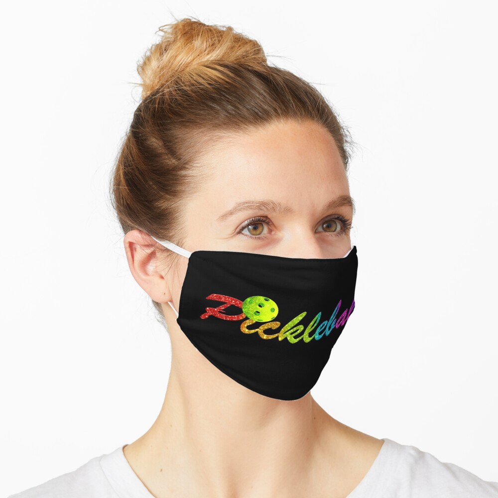 Colorful Pickleball Logo with Faux Glitter Mask