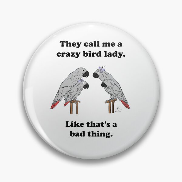 Item preview, Crazy Bird Lady with Family of African Greys designed and sold by Laughing Parrot Studio.