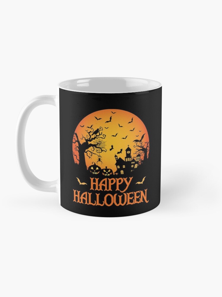 Alternate view of Haunted House Spider Cobweb Bat Crow Moonlit Gourd. Mug