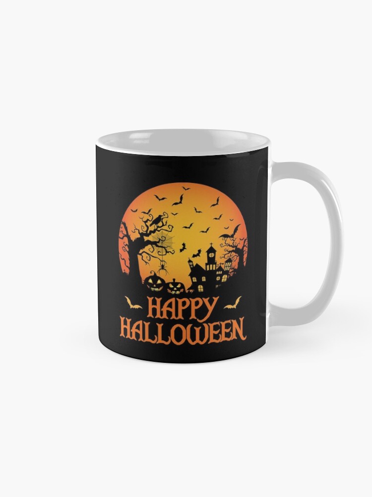 Alternate view of Haunted House Spider Cobweb Bat Crow Moonlit Gourd. Mug