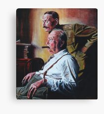 Churchill watching a British artillery barrage Canvas Print