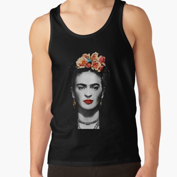 Frida Kahlo Portrait Black And White With Black Background Tank Top
