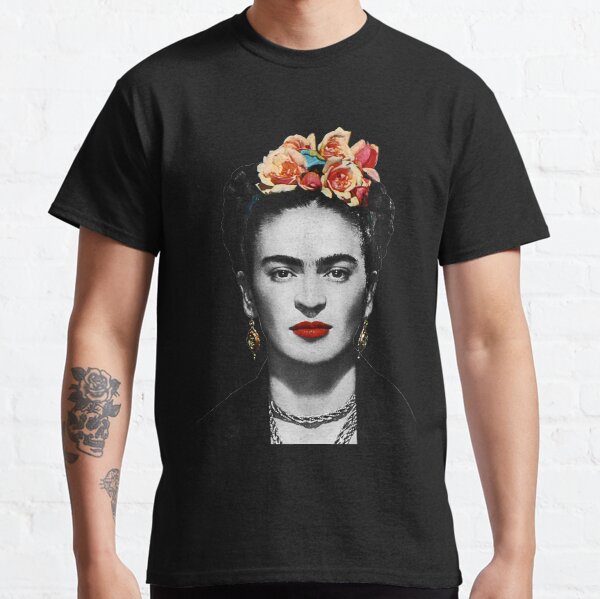 Frida Kahlo Porträt Schwarzweiss mit schwarzem Hintergrund Classic T-Shirt