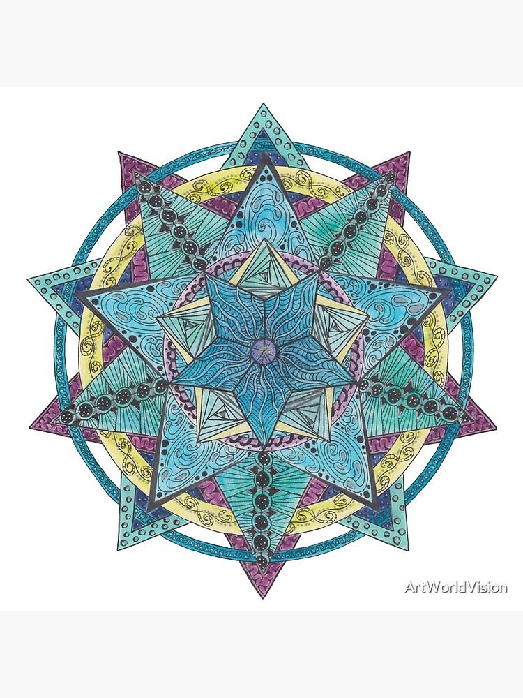 Abstract design of triangles with mandalas Art Print by Trisha x