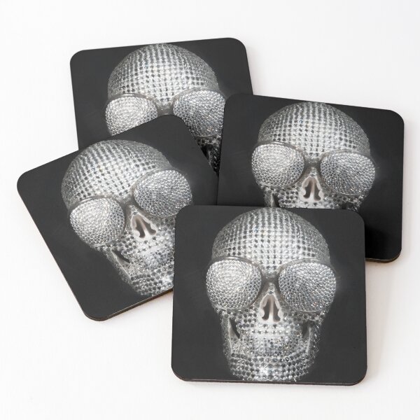 Item preview, skull, skull with rhinestones, skull with glasses, cool, funny t-shirts, sequins, rhinestones, precious stones. designed and sold by Yanulik.