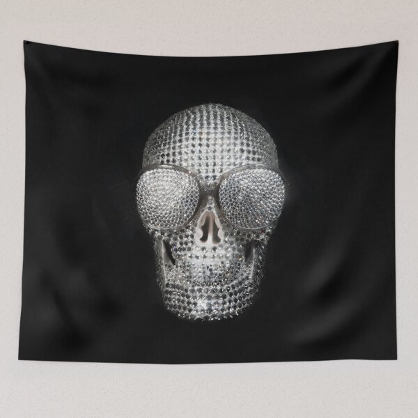 Item preview, skull, skull with rhinestones, skull with glasses, cool, funny t-shirts, sequins, rhinestones, precious stones. designed and sold by Yanulik.