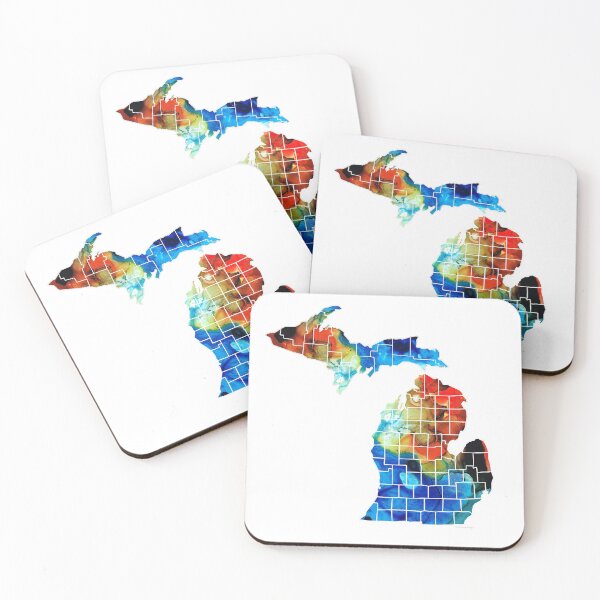 Item preview, Michigan State Map - Counties By Sharon Cummings designed and sold by Sharon Cummings Art.