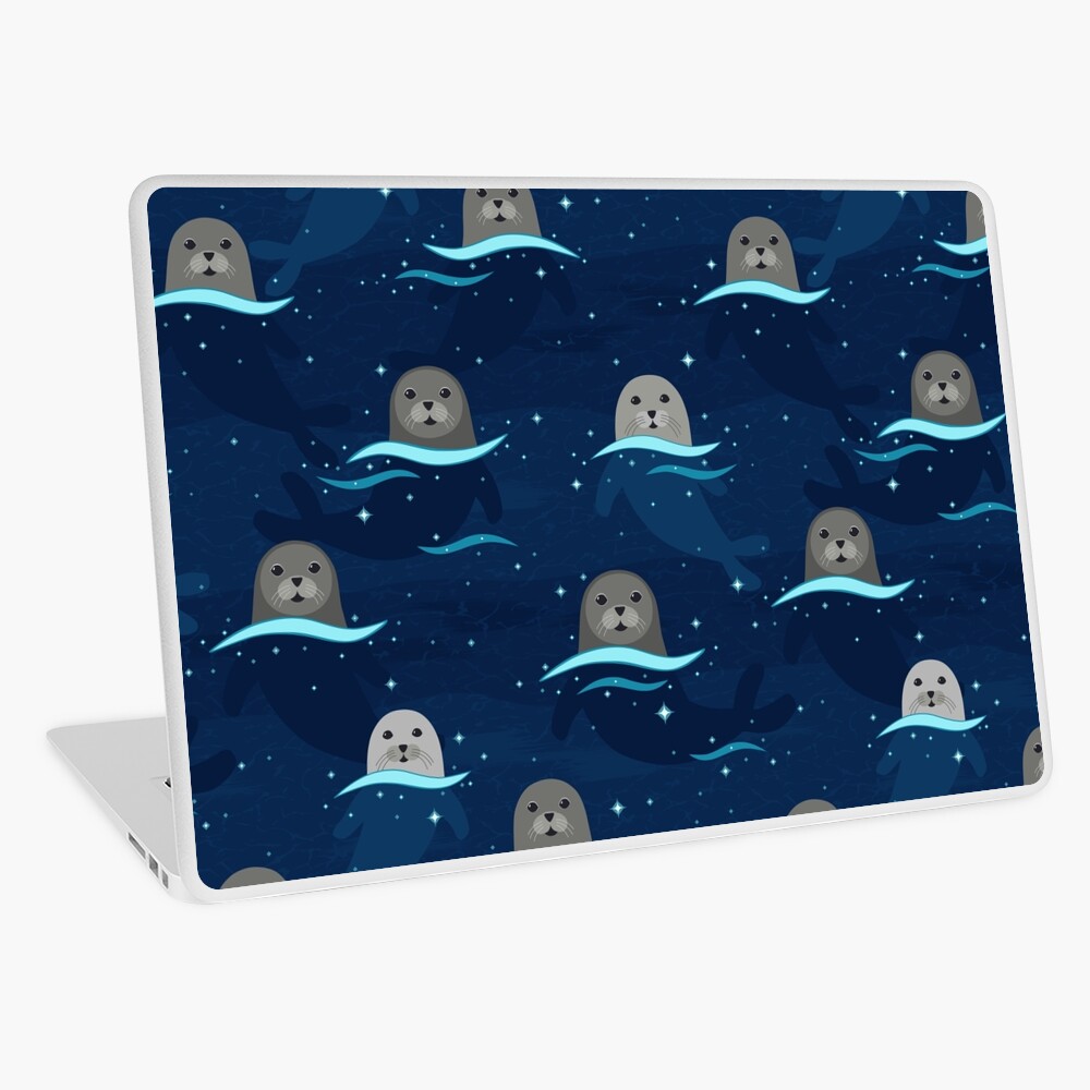 Seals in Glowing Sea Laptop Skin