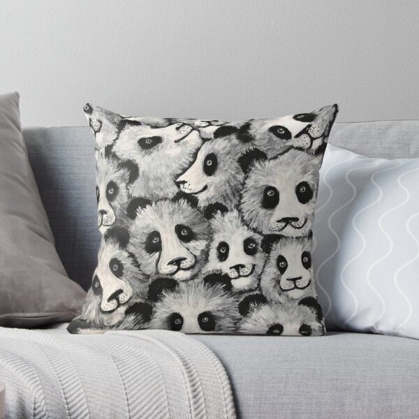 Fun Novelty Black Grizzly Bear Wearing Winter Skull Sweater Throw Pillow Cover