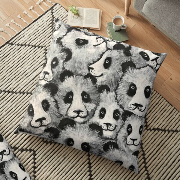 Pile of Pandas, Cute Giant Panda Black and White Bear Floor Pillow