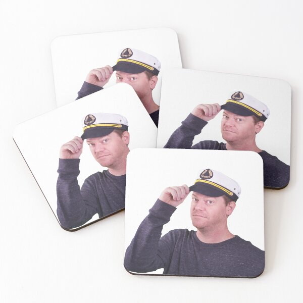 Item preview, Middle-aged man scruffy faced wearing a captains hat tipping it with his hand great fun quirky bon voyage gifts   designed and sold by g2rdsmith.