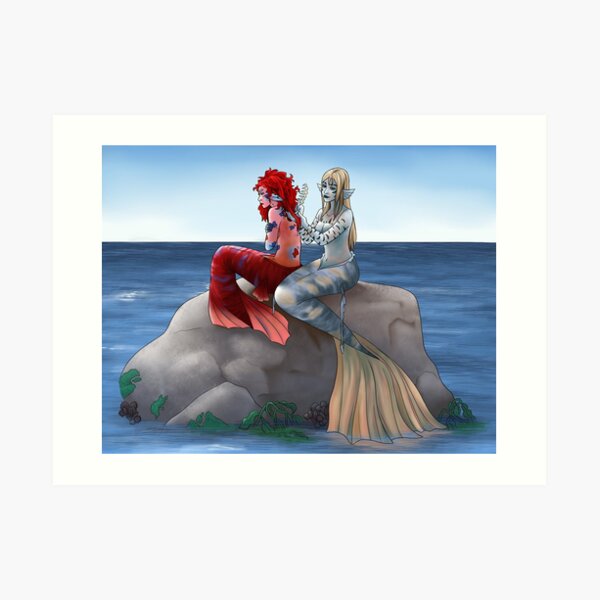 Mermaids Brushing Hair Art Print