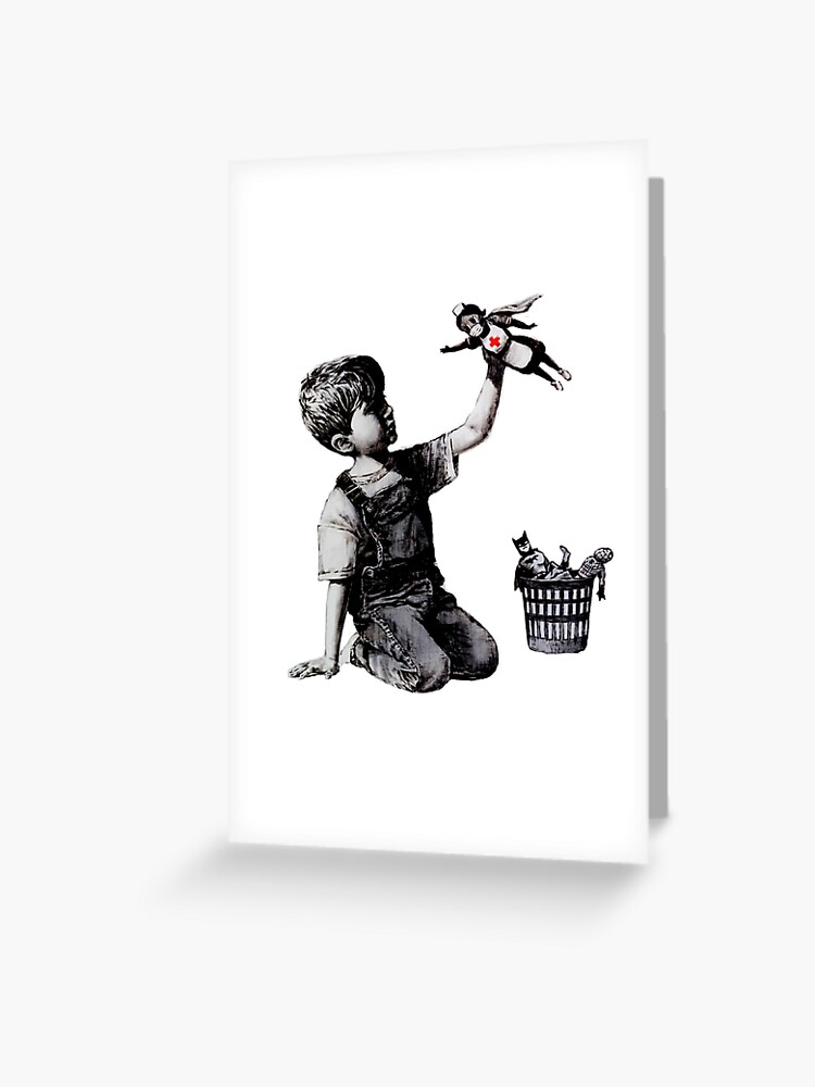 Tarjetas De Felicitacion Cambiador De Juego Enfermera Superheroe Banksy De Ibljutiy Redbubble