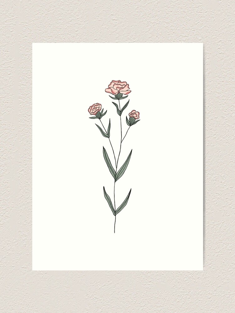 Vintage Hand Drawn Birth Month Flowers Carnation Flower January Stock  Illustration - Download Image Now - iStock