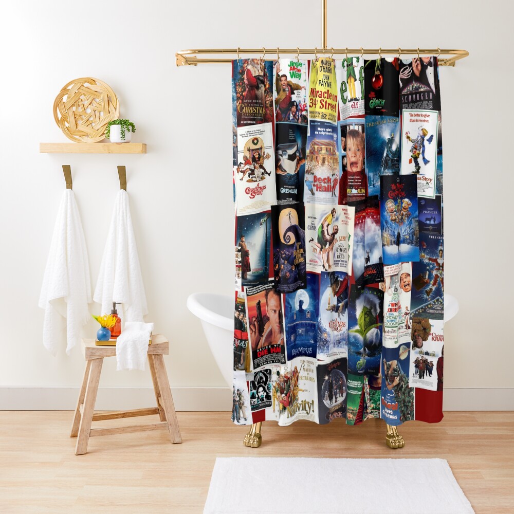 Christmas Film Collage Shower Curtain