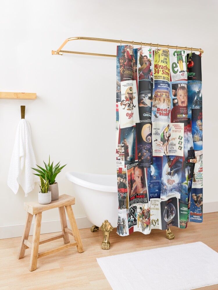 Alternate view of Christmas Film Collage Shower Curtain
