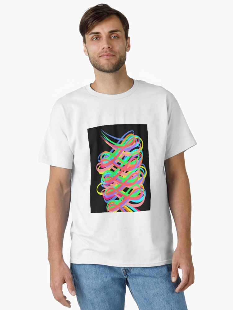 Thumbnail 2 of 7, Classic T-Shirt, Neon Swirls - 80s Style - Graduation Gift Idea designed and sold by OneDayArt.