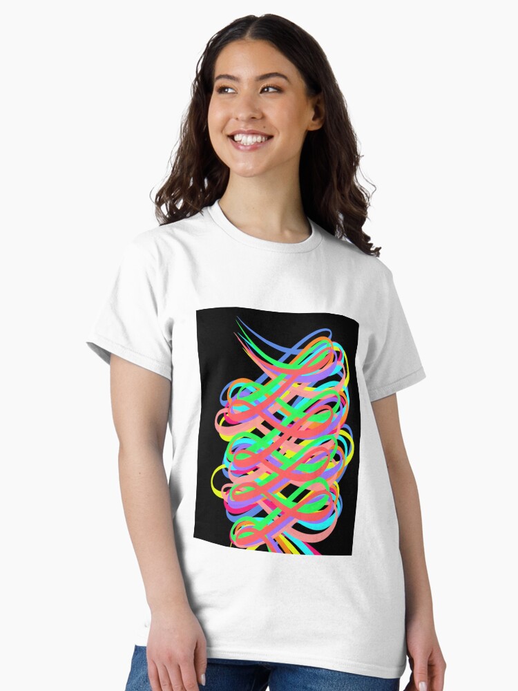Thumbnail 1 of 7, Classic T-Shirt, Neon Swirls - 80s Style - Graduation Gift Idea designed and sold by OneDayArt.