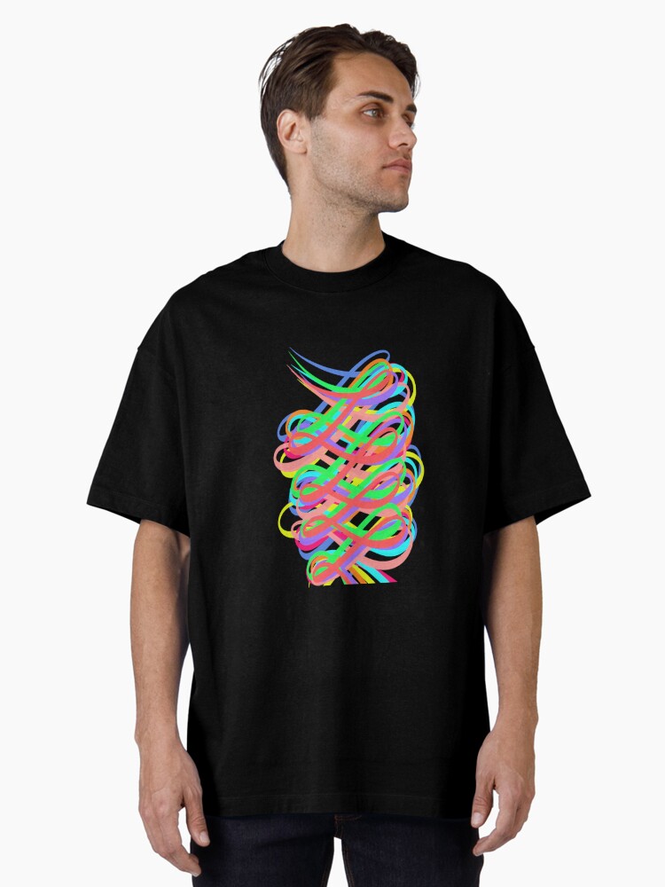 Thumbnail 1 of 7, Oversized T-Shirt, Neon Swirls - 80s Style - Graduation Gift Idea designed and sold by OneDayArt.