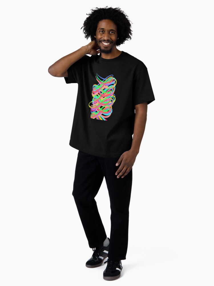 Thumbnail 4 of 7, Oversized T-Shirt, Neon Swirls - 80s Style - Graduation Gift Idea designed and sold by OneDayArt.