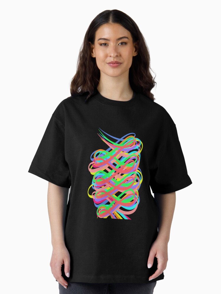 Thumbnail 2 of 7, Oversized T-Shirt, Neon Swirls - 80s Style - Graduation Gift Idea designed and sold by OneDayArt.