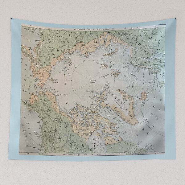 Item preview, North Pole antique map 1800s, Canada, Greenland, Scandinavia, Iceland, Russia designed and sold by djrunnels.