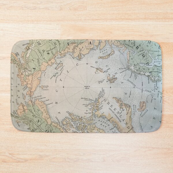 Item preview, North Pole antique map 1800s, Canada, Greenland, Scandinavia, Iceland, Russia designed and sold by djrunnels.