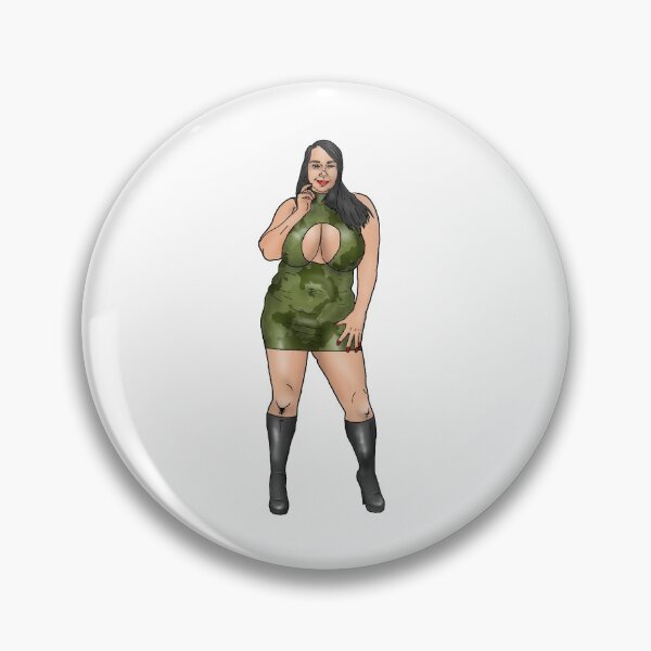 Item preview, BBW Pin-Up in a latex camouflage dress designed and sold by PinUpsandPulp.