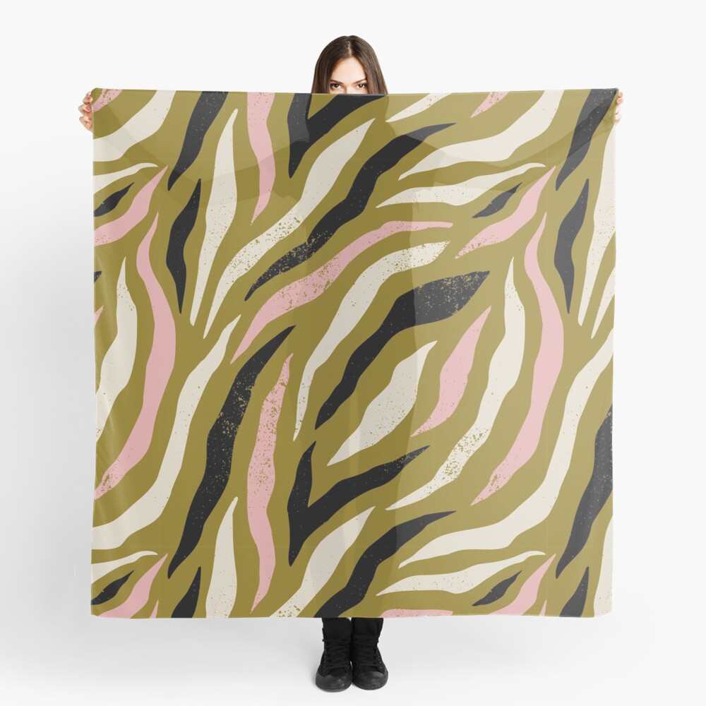 Background with colorful zebra skin pattern. Trendy hand drawn textures. Scarf