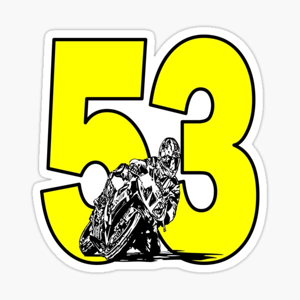 Vista previa del artículo con la obra «Número 53 y una moto - cincuenta y tres», diseñado y vendido por AllShirts21.