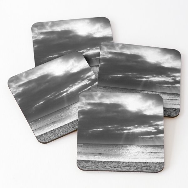 Item preview, sandy beach with cloudy sky in black and white designed and sold by Mrvell.