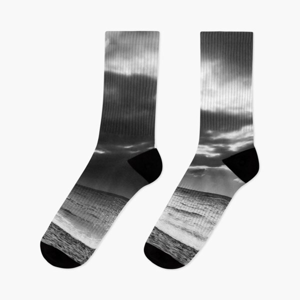Item preview, sandy beach with cloudy sky in black and white designed and sold by Mrvell.