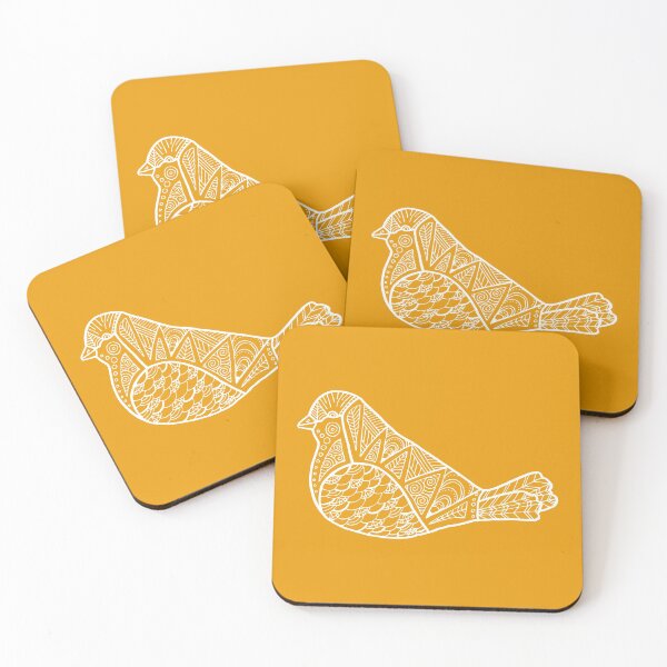 Item preview, Color Me Bird : White on Gold designed and sold by Janelle Wourms.
