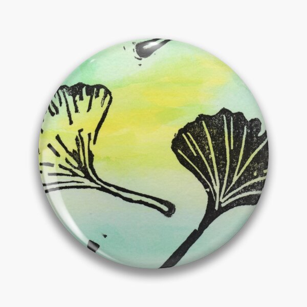 Item preview, Ginkgo biloba block print on watercolour designed and sold by Printables Passions.