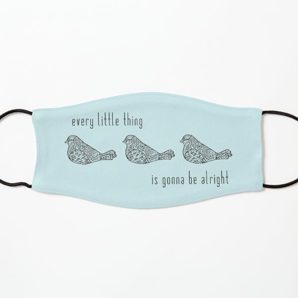Three Little Birds : Black on Teal Kids Mask