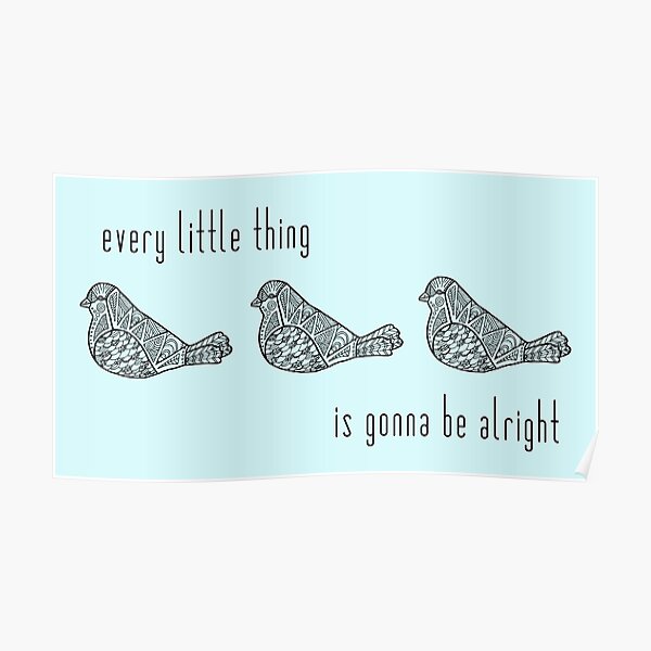 Three Little Birds : Black on Teal Poster