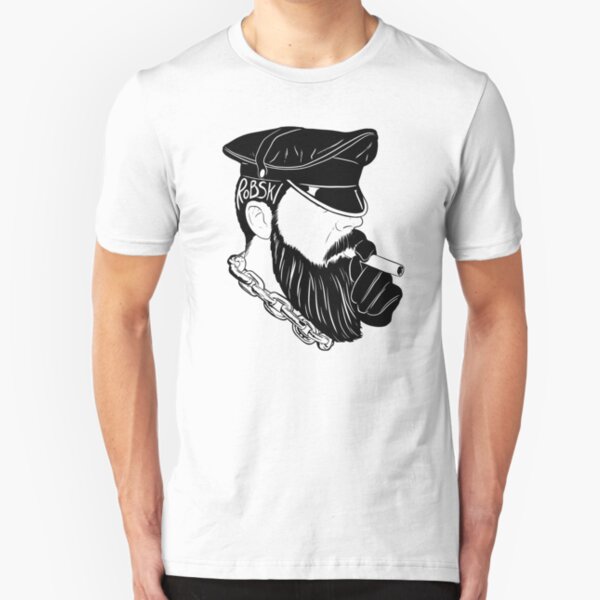 Smoking leather Daddy Dom black lines Slim Fit T-Shirt